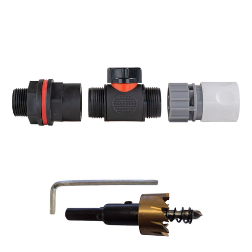 Water Butt Kit 3/4" with In-Line Valve + Female Quick Connector WL and Drill Bit - Home & Garden > Lawn & Garden Tech Hose & Fittings