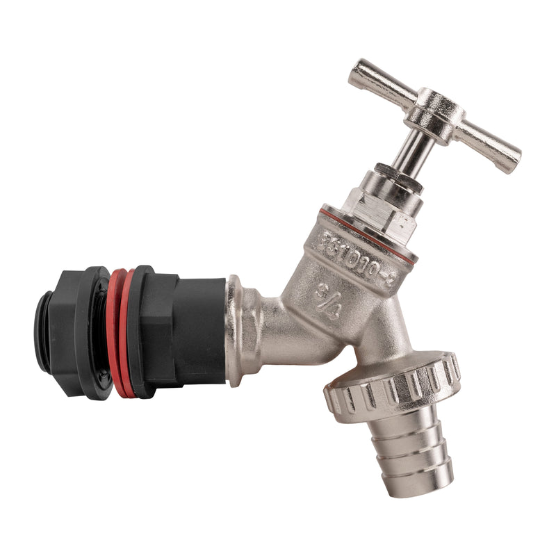 Water Butt Kit 3/4" with Nickel Plated Barbed Tap and Drill Bit - Home & Garden > Lawn & Garden Tech Hose & Fittings