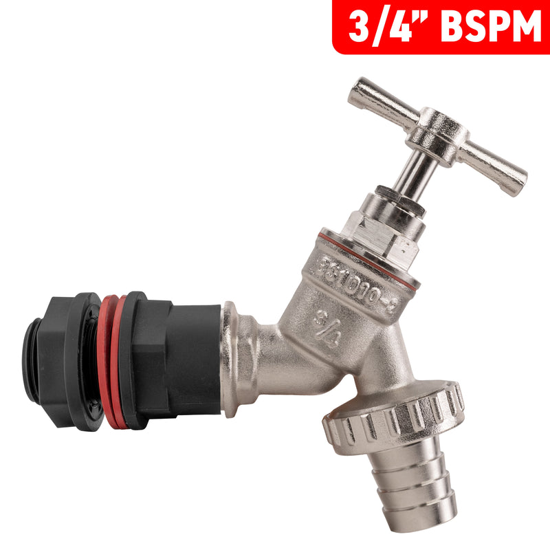 Water Butt Kit 3/4" with Nickel Plated Barbed Tap - Home & Garden > Lawn & Garden > Watering & Irrigation Tech Hose & Fittings