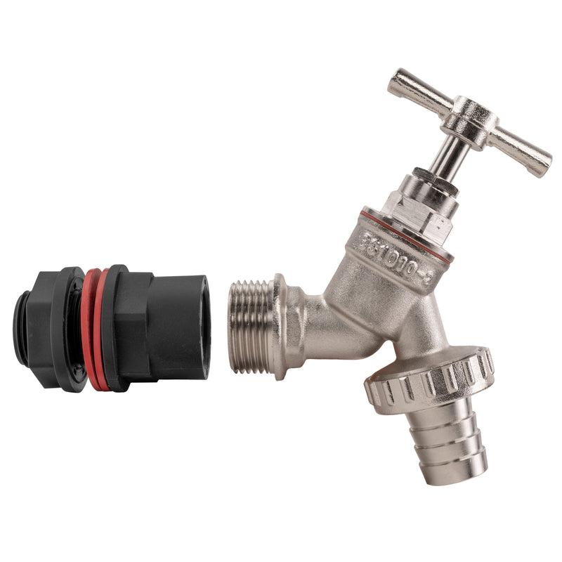 Water Butt Kit 3/4" with Nickel Plated Barbed Tap - Home & Garden > Lawn & Garden > Watering & Irrigation Tech Hose & Fittings