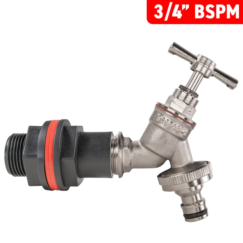 Water Butt Kit 3/4" with Nickel Plated Quick Connect Tap and Drill Bit - Home & Garden > Lawn & Garden Tech Hose & Fittings