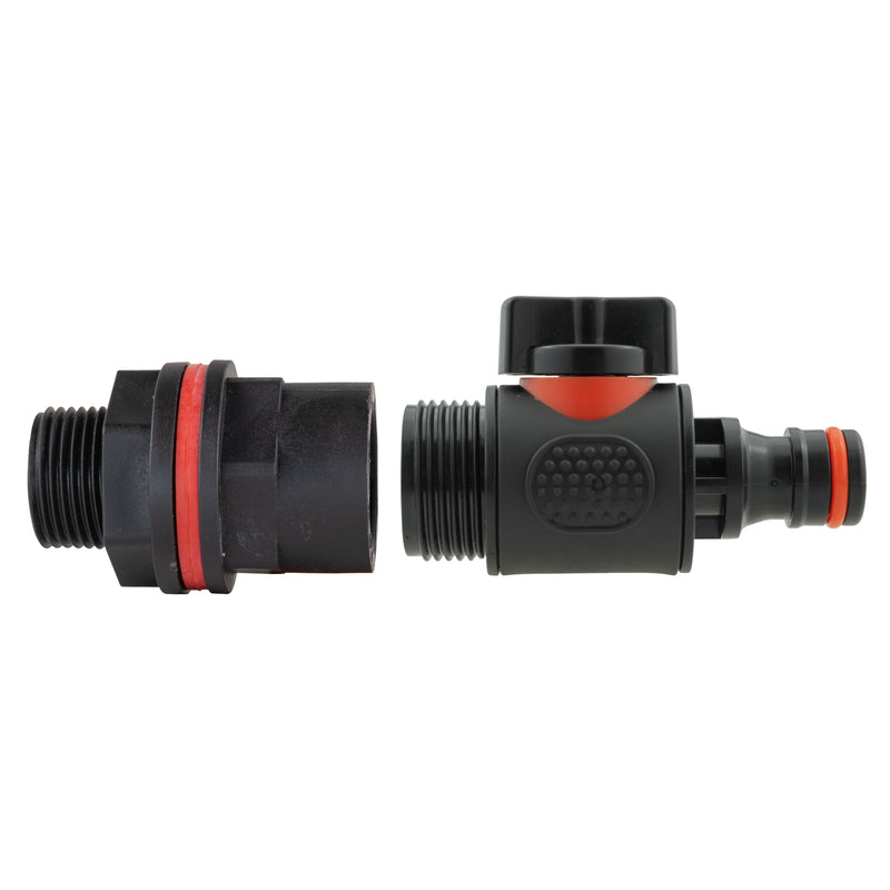 Water Butt Kit 3/4" with In-Line Quick Connector Valve and Drill Bit - Home & Garden > Lawn & Garden Tech Hose & Fittings