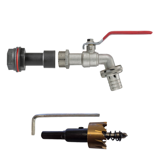 Water Butt Extension Kit 1/2" with Barbed Lever Tap and Drill Bit - Home & Garden > Lawn & Garden Tech Hose & Fittings