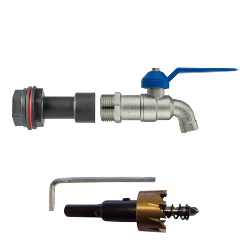 Water Butt Extension Kit 1/2" with Simple Lever Tap and Drill Bit - Home & Garden > Lawn & Garden Tech Hose & Fittings
