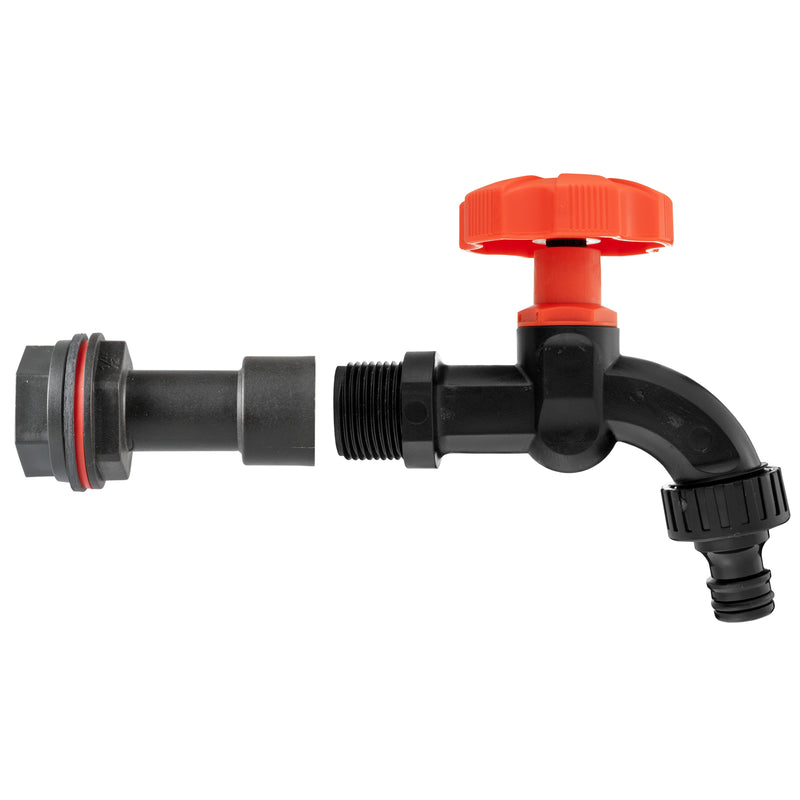 Water Butt Extension Kit 1/2" with Black Dial Tap and Drill Bit - Home & Garden > Lawn & Garden Tech Hose & Fittings