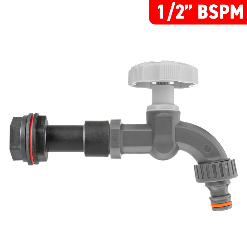 Water Butt Extension Kit 1/2" with Grey Dial Tap - Home & Garden > Lawn & Garden > Watering & Irrigation Tech Hose & Fittings