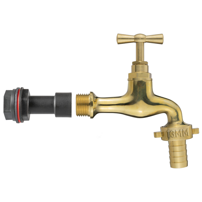 Water Butt Extension Kit 1/2" with 13mm Barbed Polished Brass Tap - Home & Garden > Lawn & Garden > Watering & Irrigation Tech Hose & Fittings