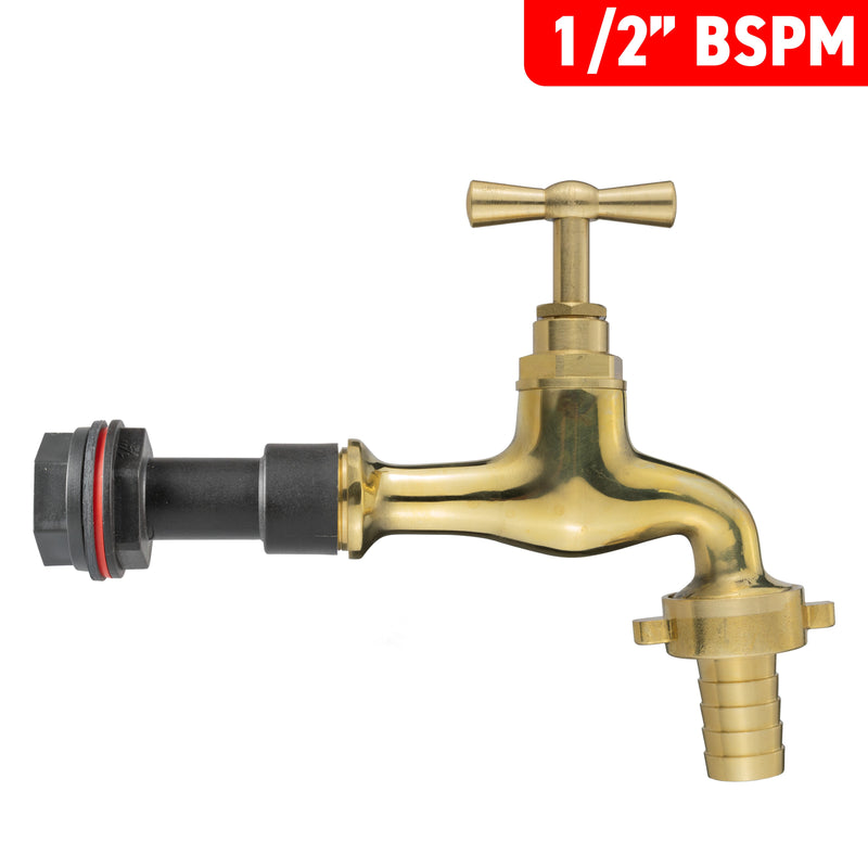 Water Butt Extension Kit 1/2" with 13mm Barbed Polished Brass Tap - Home & Garden > Lawn & Garden > Watering & Irrigation Tech Hose & Fittings