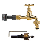 Water Butt Extension Kit 1/2" with Quick Connect Polished Brass Tap and Drill Bit - Home & Garden > Lawn & Garden Tech Hose & Fittings