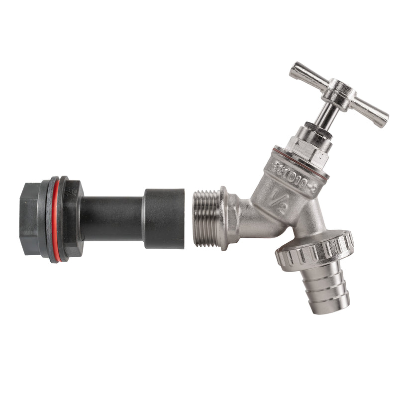 Water Butt Extension Kit 1/2" with Nickel Plated Barbed Tap and Drill Bit - Home & Garden > Lawn & Garden Tech Hose & Fittings