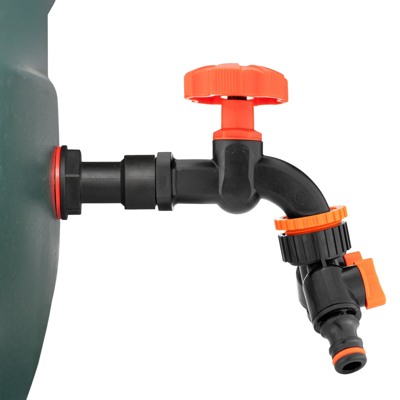 Water Butt Extension Kit 1/2" with Black Dial Tap + Two-Way Splitter - Home & Garden > Lawn & Garden > Watering & Irrigation Tech Hose & Fittings