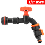 Water Butt Extension Kit 1/2" with Black Dial Tap + Two-Way Splitter and Drill Bit - Home & Garden > Lawn & Garden Tech Hose & Fittings