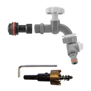 Water Butt Extension Kit 1/2" with Grey Dial Tap + Two-Way Splitter and Drill Bit - Home & Garden > Lawn & Garden Tech Hose & Fittings