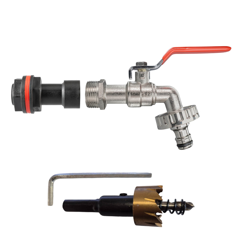 Water Butt Extension Kit 3/4" with Quick Connect Lever Tap and Drill Bit - Home & Garden > Lawn & Garden Tech Hose & Fittings