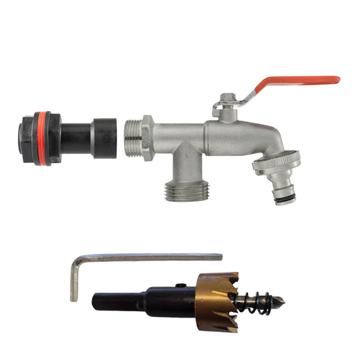 Water Butt Extension Kit 3/4" with Double Tap and Drill Bit - Home & Garden > Lawn & Garden Tech Hose & Fittings