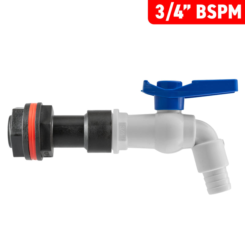 Water Butt Extension Kit 3/4" with White PVC Tap - Home & Garden > Lawn & Garden > Watering & Irrigation Tech Hose & Fittings