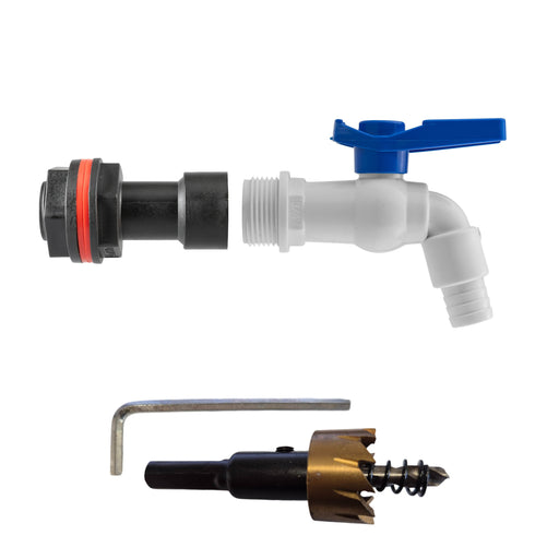 Water Butt Extension Kit 3/4" with White PVC Tap and Drill Bit - Home & Garden > Lawn & Garden Tech Hose & Fittings