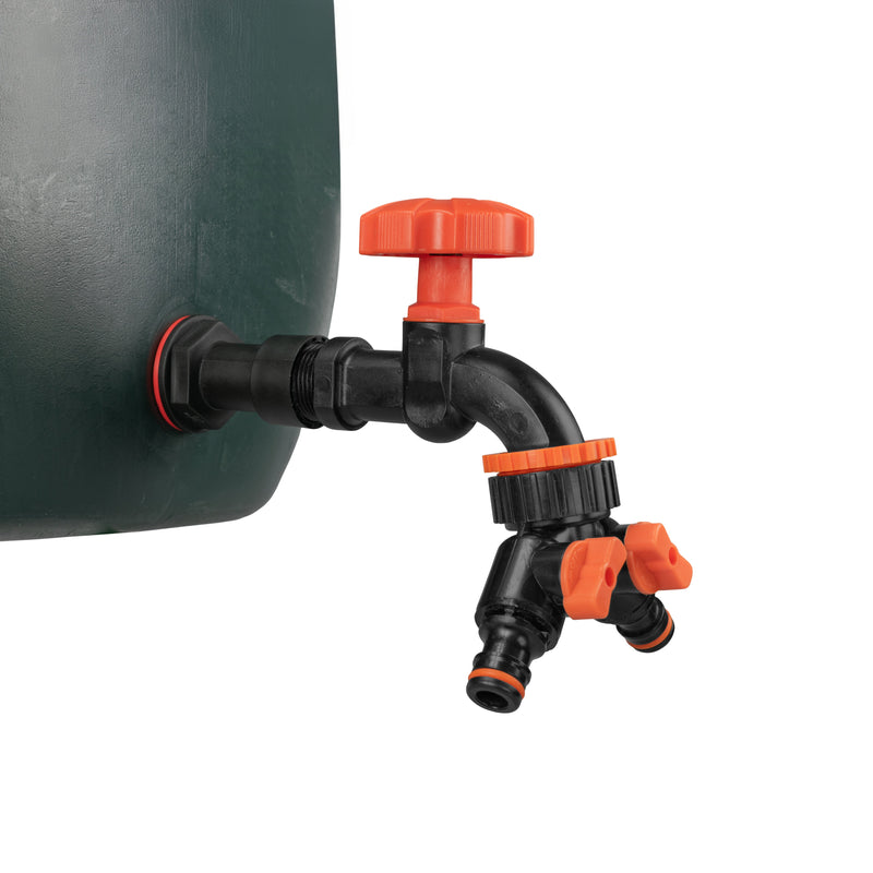 Water Butt Extension Kit 3/4" with Black Dial Tap + Two-Way Splitter - Home & Garden > Lawn & Garden > Watering & Irrigation Tech Hose & Fittings