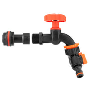 Water Butt Extension Kit 3/4" with Black Dial Tap + Two-Way Splitter and Drill Bit - Home & Garden > Lawn & Garden Tech Hose & Fittings