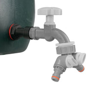 Water Butt Extension Kit 3/4" with Grey Dial Tap + Two-Way Splitter and Drill Bit - Home & Garden > Lawn & Garden Tech Hose & Fittings