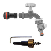 Water Butt Extension Kit 3/4" with Grey Dial Tap + Two-Way Splitter and Drill Bit - Home & Garden > Lawn & Garden Tech Hose & Fittings