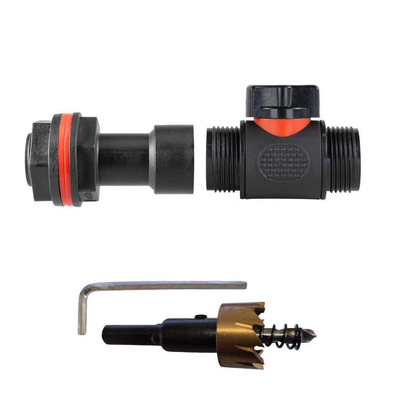 Water Butt Extension Kit 3/4" with 3/4" BSP In-Line Valve and Drill Bit - Home & Garden > Lawn & Garden Tech Hose & Fittings
