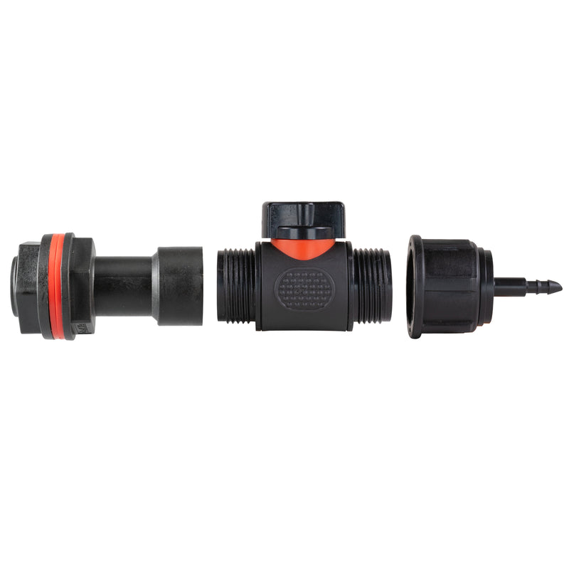 Water Butt Extension Kit 3/4" with In-Line Valve + 4mm Micro Barb - Home & Garden > Lawn & Garden > Watering & Irrigation Tech Hose & Fittings
