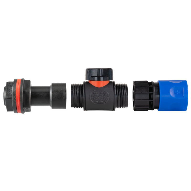 Water Butt Extension Kit 3/4" with In-Line Valve + Female Quick Connector Blue - Home & Garden > Lawn & Garden > Watering & Irrigation Tech Hose & Fittings
