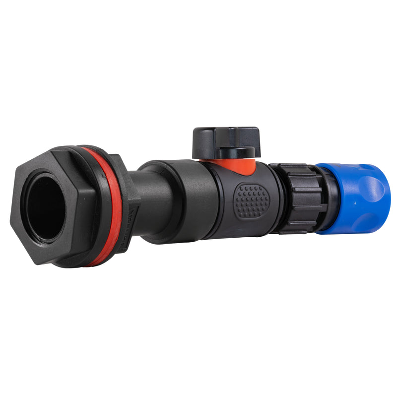 Water Butt Extension Kit 3/4" with In-Line Valve + Female Quick Connector Blue - Home & Garden > Lawn & Garden > Watering & Irrigation Tech Hose & Fittings