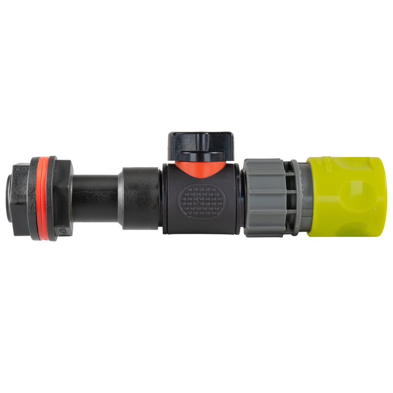 Water Butt Extension Kit 3/4" with In-Line Valve + Female Quick Connector Lime - Hardware > Plumbing > Plumbing Fittings & Supports > Plumbing Valves Tech Hose & Fittings