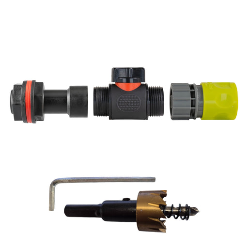 Water Butt Extension Kit 3/4" with In-Line Valve + Female Quick Connector Lime and Drill Bit - Home & Garden > Lawn & Garden Tech Hose & Fittings