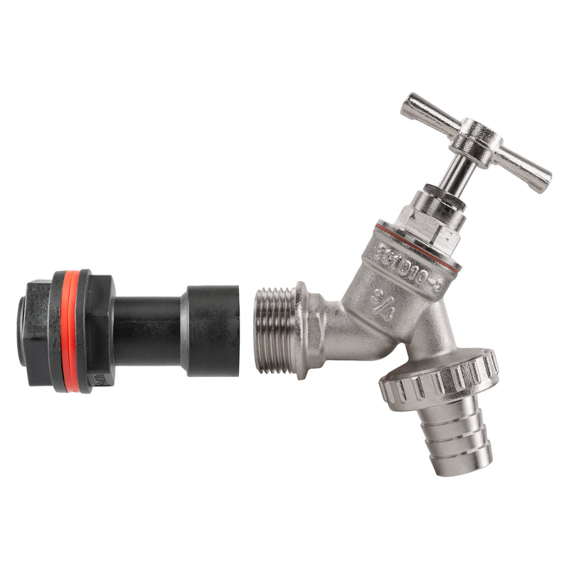 Water Butt Extension Kit 3/4" with Nickel Plated Barbed Tap and Drill Bit - Home & Garden > Lawn & Garden Tech Hose & Fittings