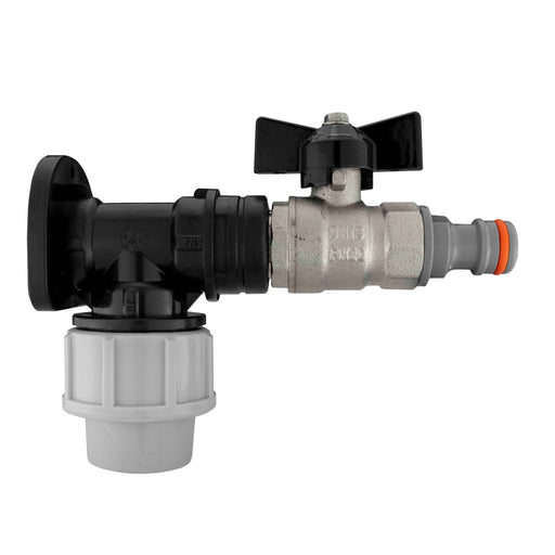 Wall Flange Kit 20mm MDPE - Bib Valve with Snap On Male - Home & Garden > Lawn & Garden Tech Hose & Fittings