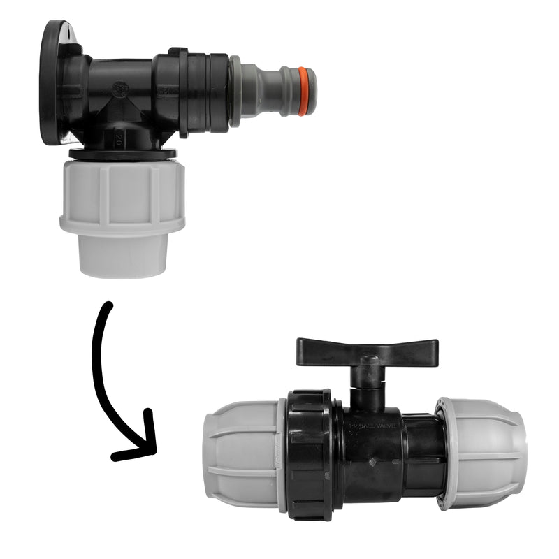 Wall Flange Kit 20mm MDPE – Snap-On Male & Inline Valve - Home & Garden > Lawn & Garden Tech Hose & Fittings