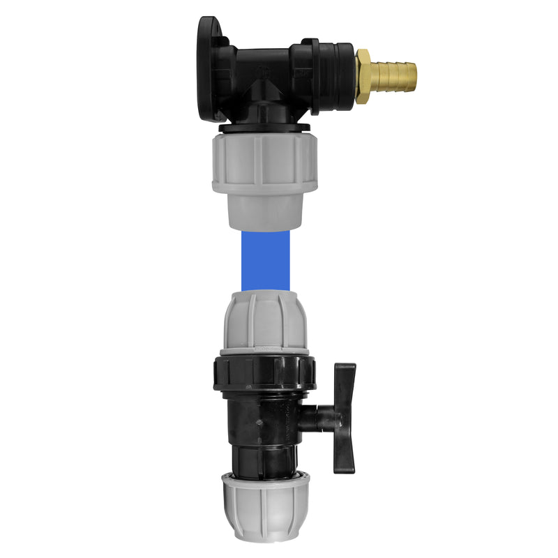 Wall Flange Kit 20mm MDPE + 1/2" Barb Outlet + In Line Valve - Home & Garden > Lawn & Garden Tech Hose & Fittings