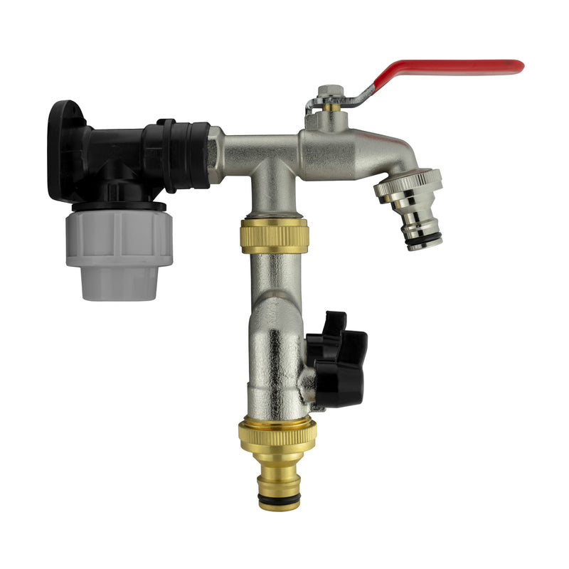 Wall Flange Kit 20mm MDPE - Double Tap with Triple Outlet - Home & Garden > Lawn & Garden Tech Hose & Fittings