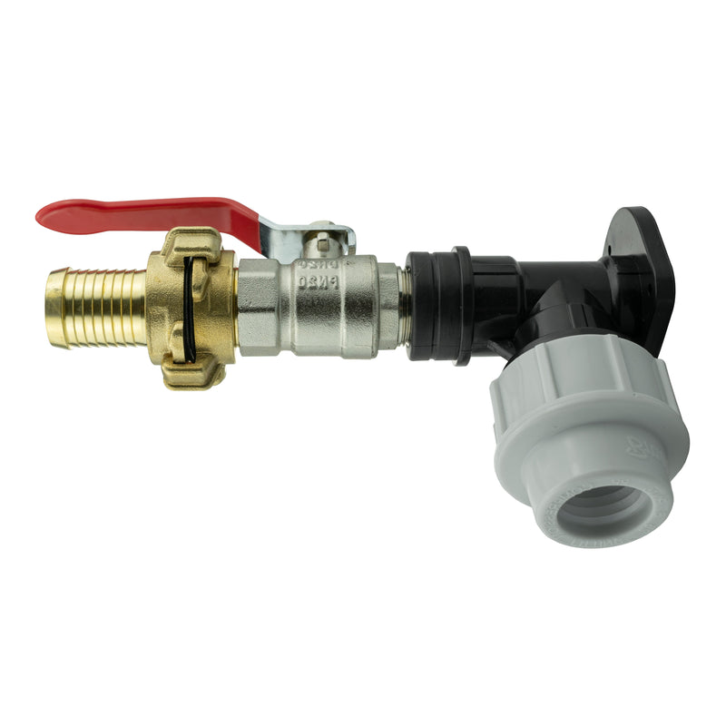 Wall Flange Kit 20mm MDPE + Lever Valve + 25mm Barbed Geka Set - Home & Garden > Lawn & Garden Tech Hose & Fittings