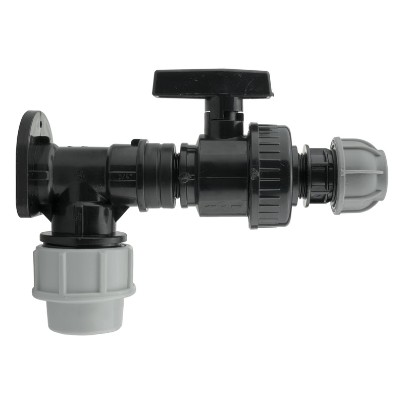 Wall Flange Kit 25mm MDPE + Large Plastic Valve & 20mm MDPE Straight - Home & Garden > Lawn & Garden Tech Hose & Fittings