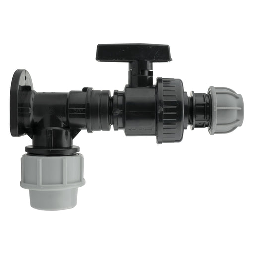 Wall Flange Kit 25mm MDPE + Large Plastic Valve & 20mm MDPE Straight - Home & Garden > Lawn & Garden Tech Hose & Fittings