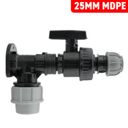 Wall Flange Kit 25mm MDPE + Large Plastic Valve & 20mm MDPE Straight - Home & Garden > Lawn & Garden Tech Hose & Fittings