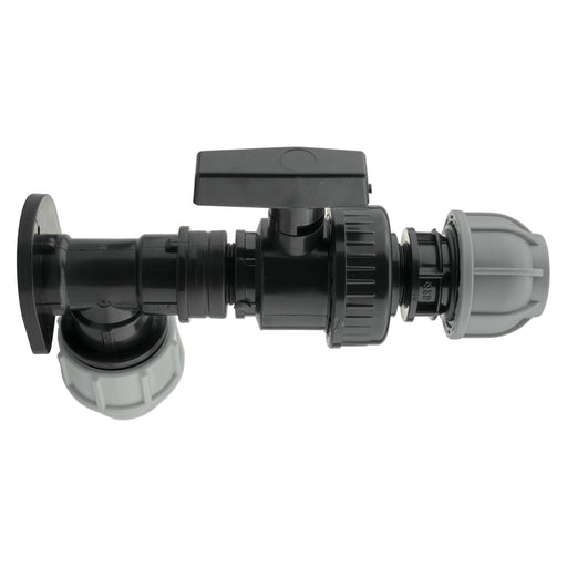 Wall Flange Kit 25mm MDPE + Large Plastic Valve & 25mm MDPE Straight - Home & Garden > Lawn & Garden Tech Hose & Fittings