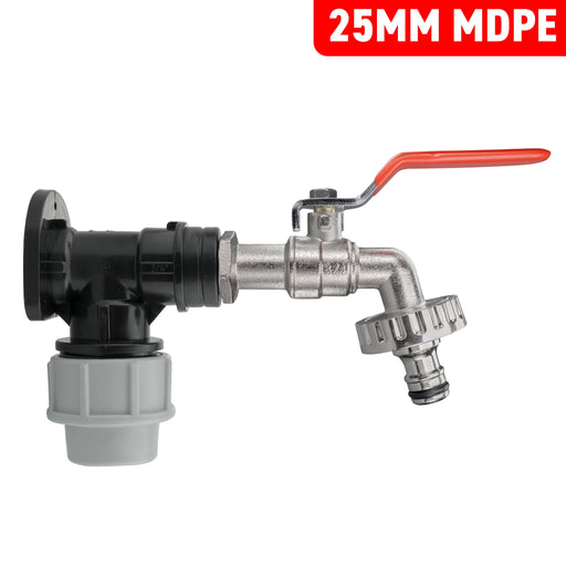 Wall Flange Kit 25mm MDPE + Quick Connect Lever Tap - Home & Garden > Lawn & Garden Tech Hose & Fittings