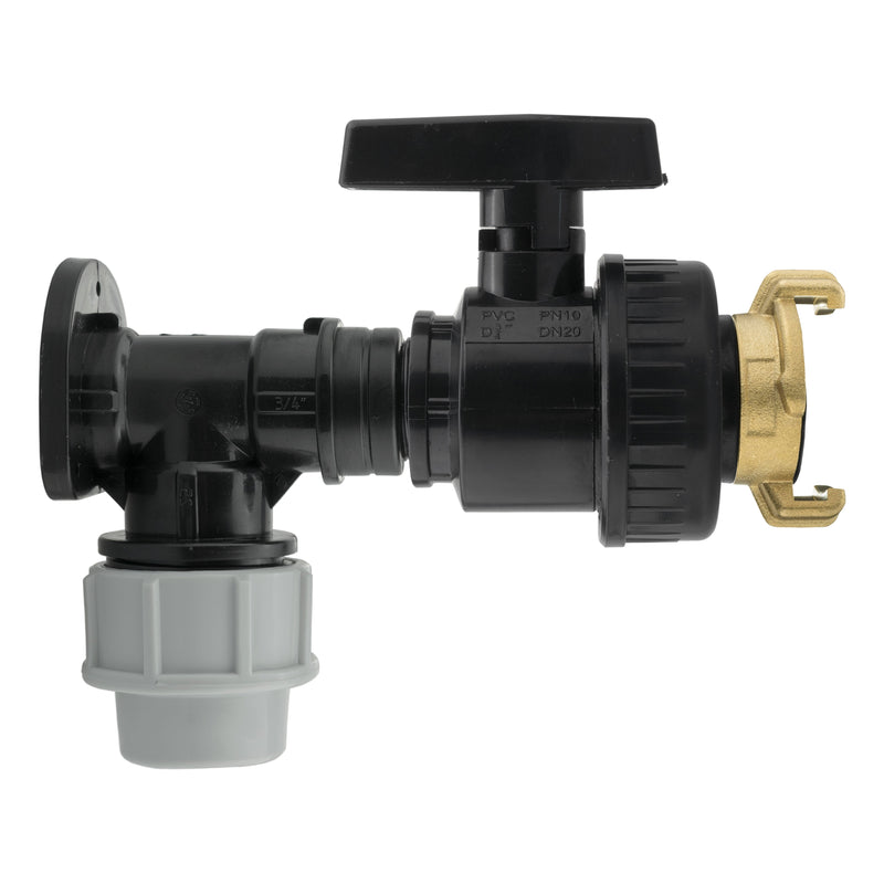 Wall Flange Kit 25mm MDPE + Large Plastic Valve + Geka - Home & Garden > Lawn & Garden Tech Hose & Fittings
