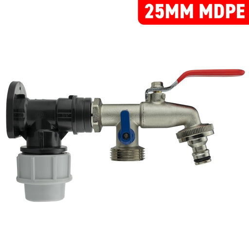Wall Flange Kit 25mm MDPE + Double Lever Tap ¾” BSP - Home & Garden > Lawn & Garden Tech Hose & Fittings