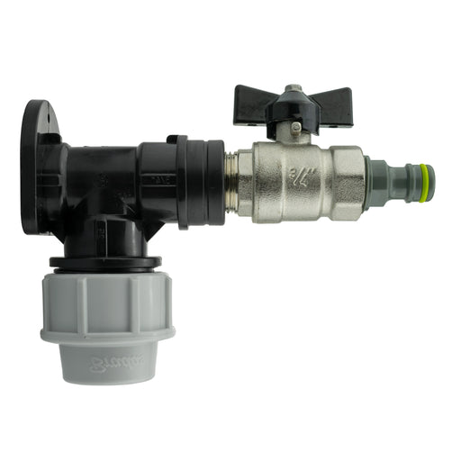 Wall Flange Kit 25mm MDPE + Bib Valve + Click Lock Male Lime - Home & Garden > Lawn & Garden Tech Hose & Fittings