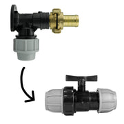 Wall Flange Kit 25mm MDPE + 25mm MDPE Valve + 25mm Barbed Geka Set - Home & Garden > Lawn & Garden Tech Hose & Fittings