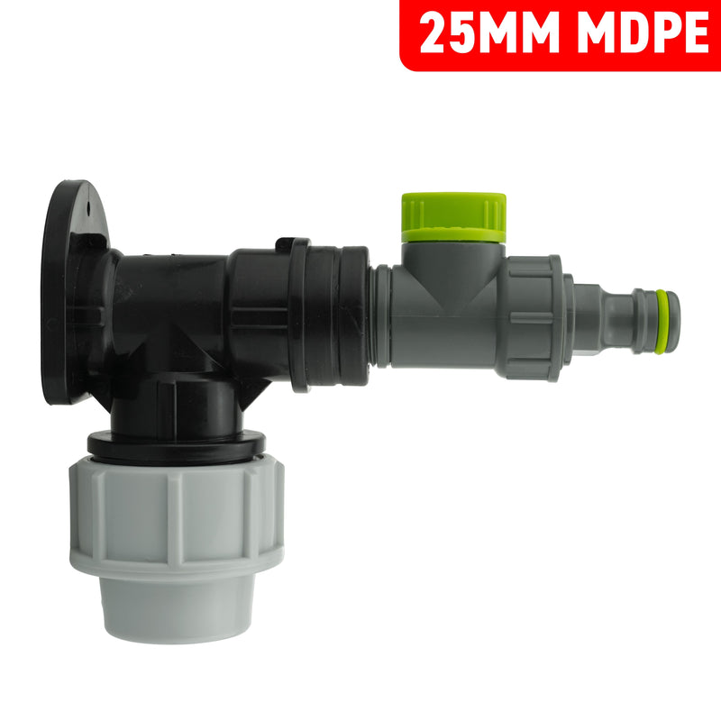 Wall Flange Kit 25mm MDPE + Quick Connector Valve - Home & Garden > Lawn & Garden Tech Hose & Fittings