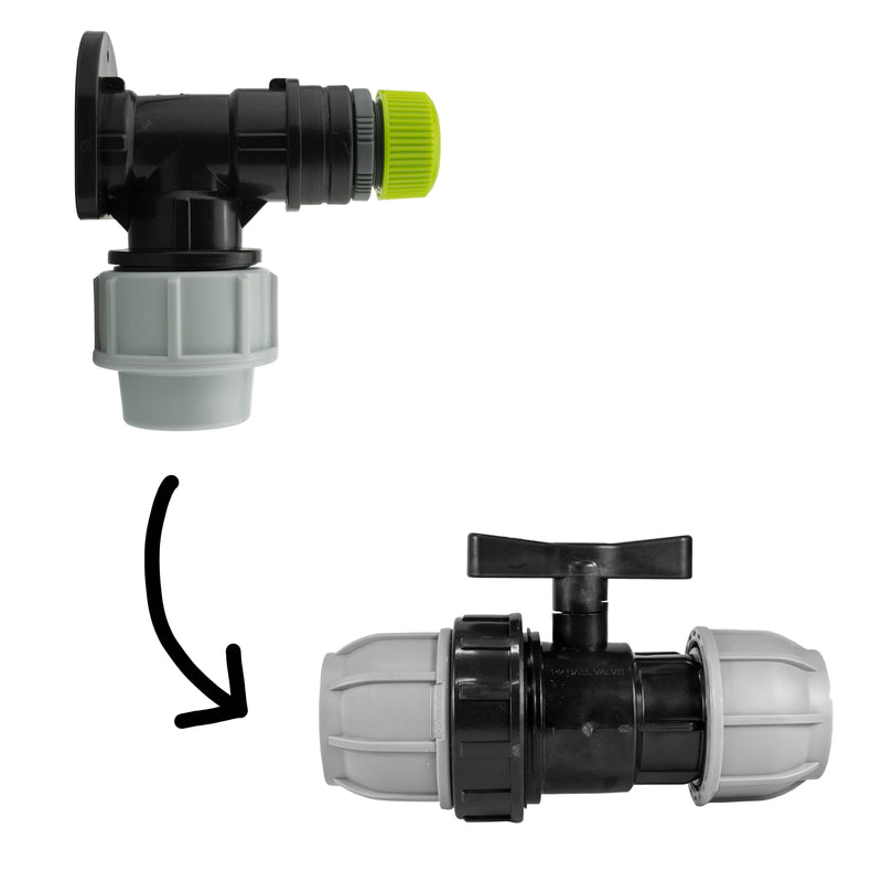 Wall Flange Kit 25mm MDPE + 25mm MDPE Valve + Direct Hose Connector - Home & Garden > Lawn & Garden Tech Hose & Fittings