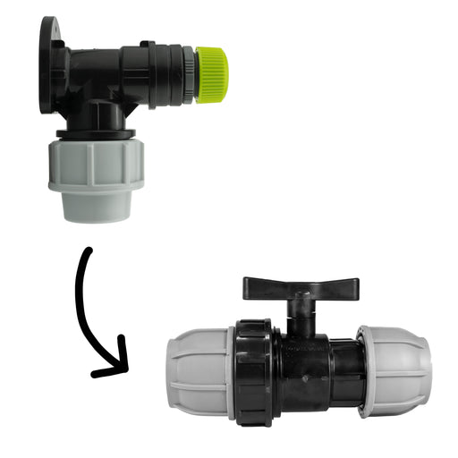 Wall Flange Kit 25mm MDPE + 25mm MDPE Valve + Direct Hose Connector - Home & Garden > Lawn & Garden Tech Hose & Fittings