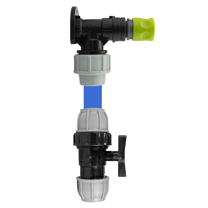 Wall Flange Kit 25mm MDPE + 25mm MDPE Valve + Female Quick Connector - Home & Garden > Lawn & Garden Tech Hose & Fittings